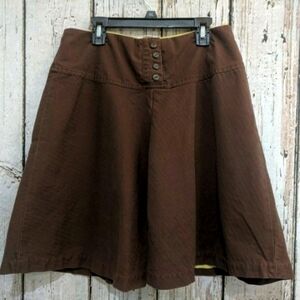 Anthropologie Sz 4 Cordelia button detail short brown ALine Skirt euc